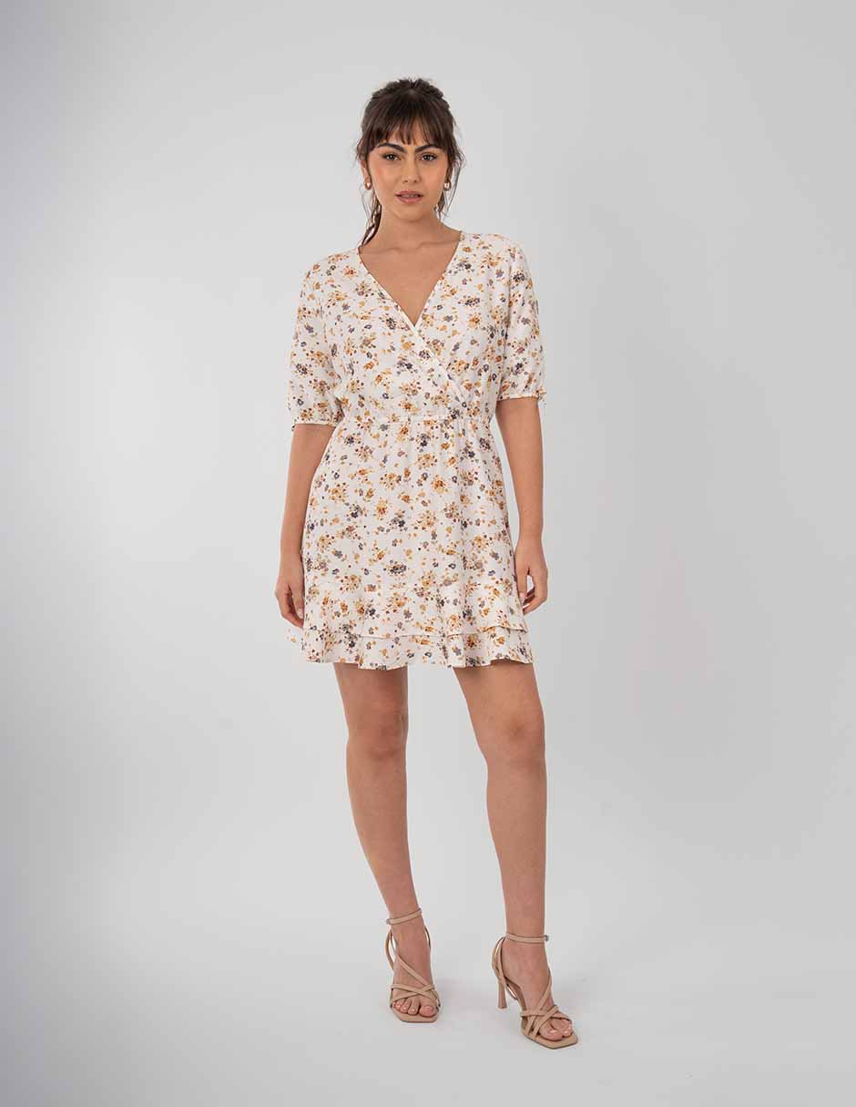 Vestido corto estampado con detalle ligero de olanes - Imagen 2