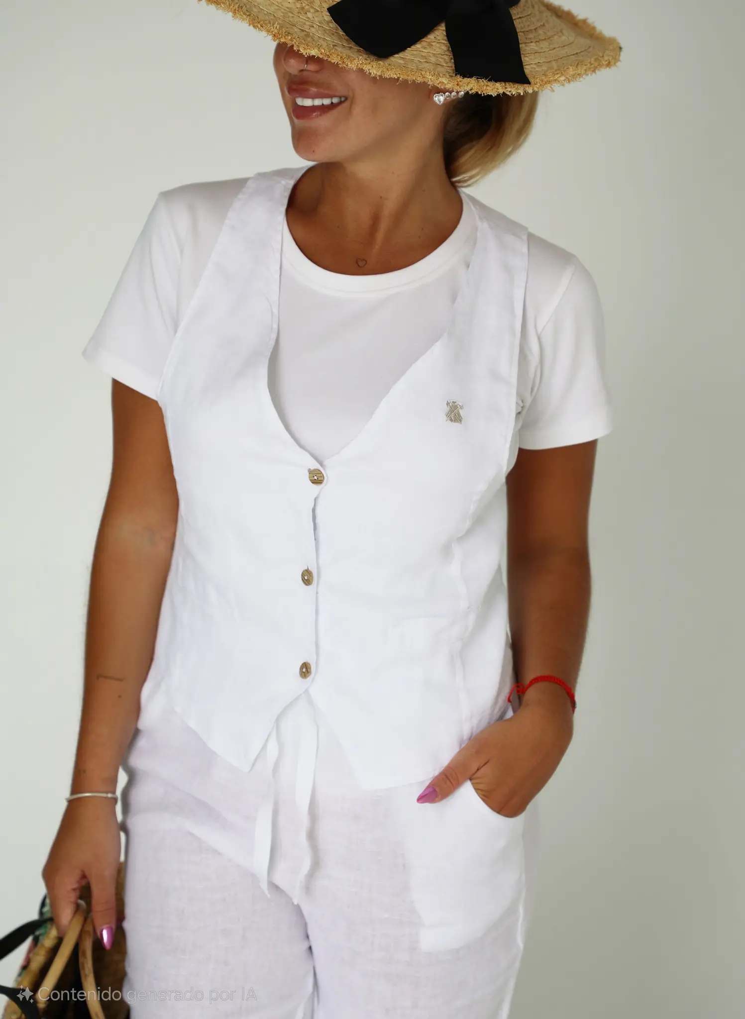 Chaleco Blanco 100% Lino Mujer - Imagen 2