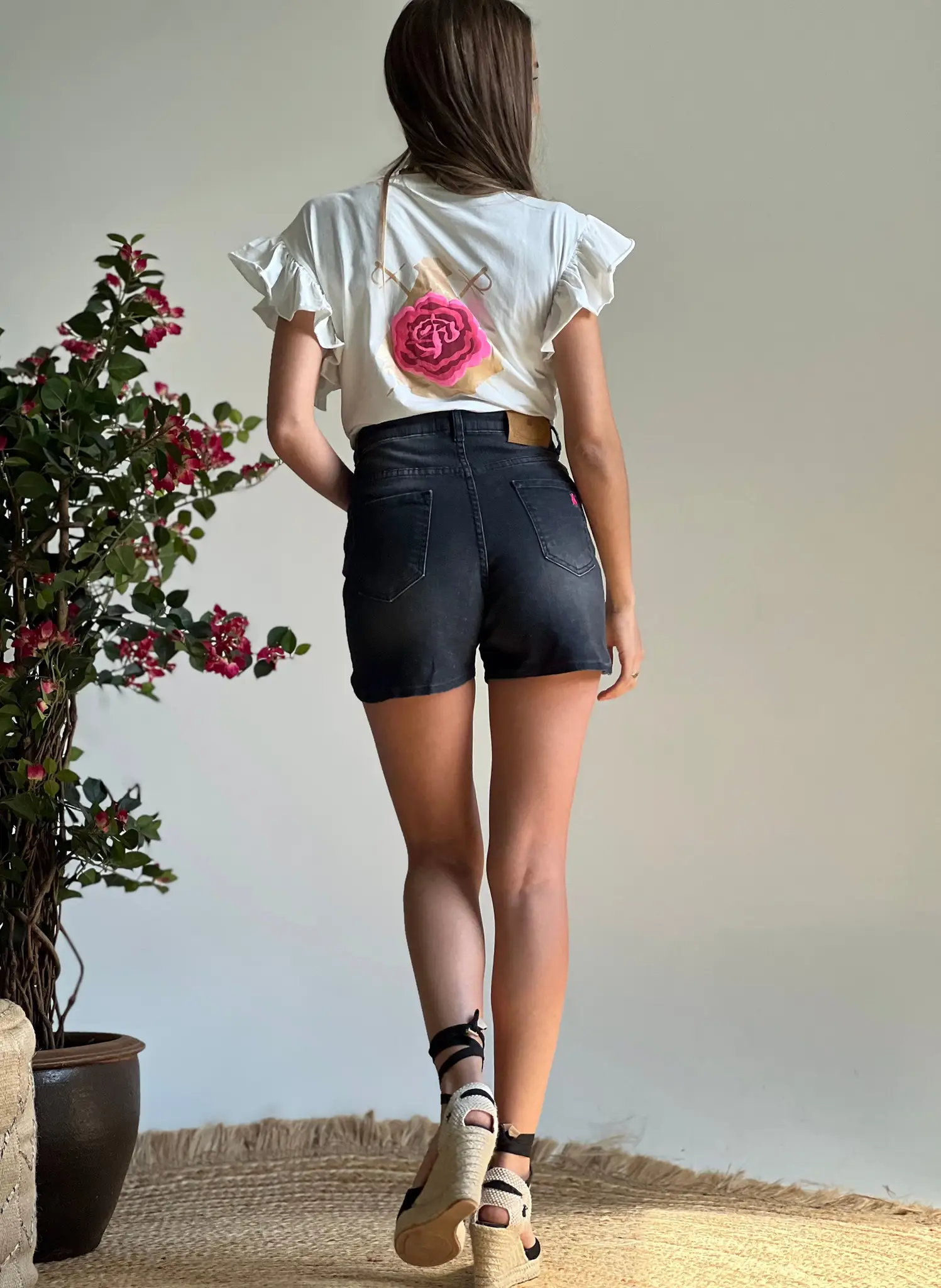 Short Vaquero Negro Mujer - Imagen 2