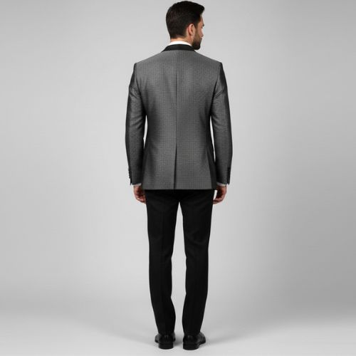 Traje de Novio Gris Plata con Detalles Negros - Imagen 3
