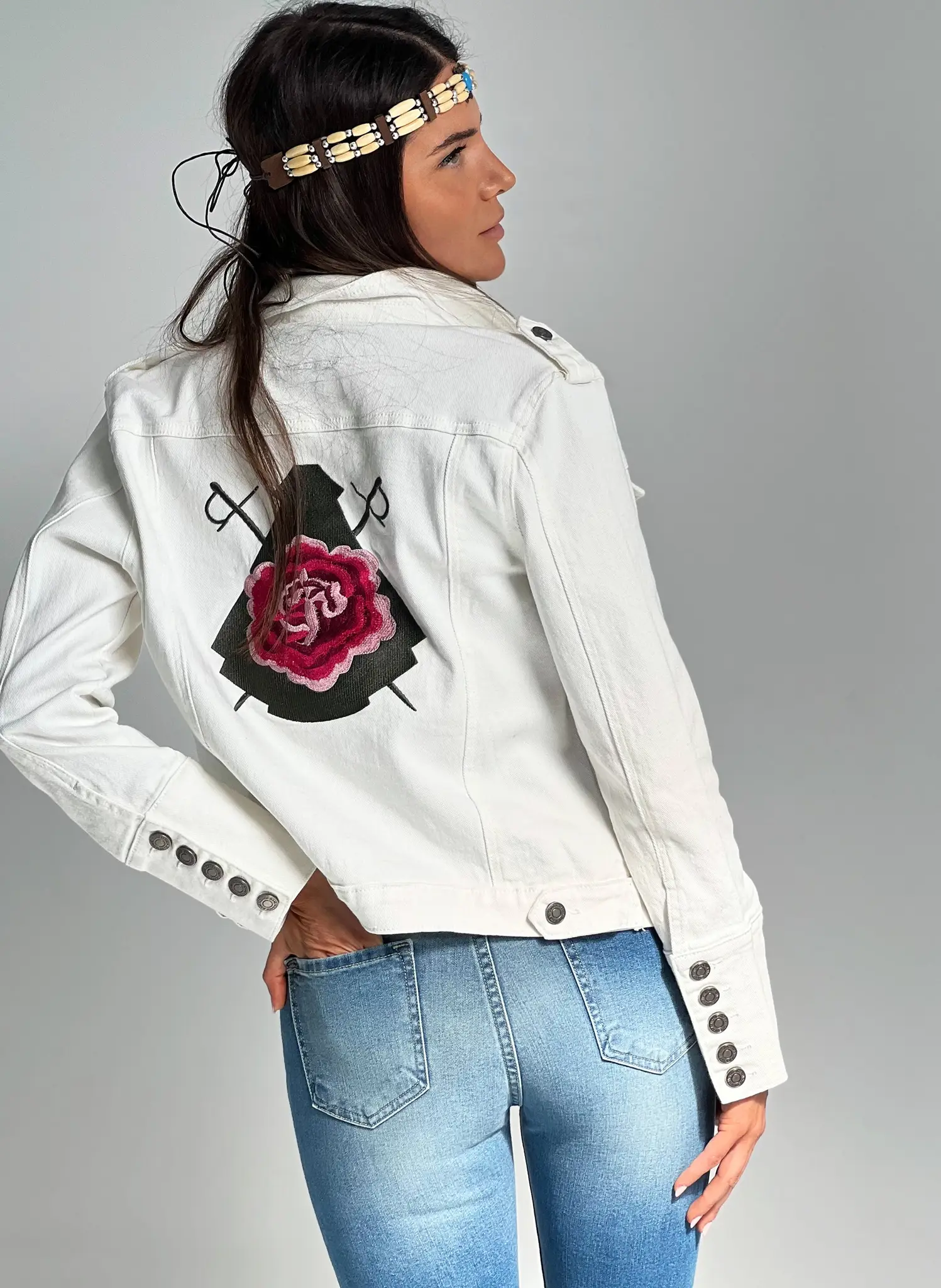 Cazadora Blanca Vaquera Mujer - Imagen 6
