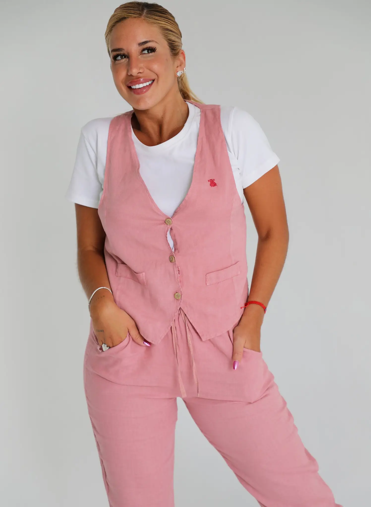 Chaleco Terracota 100% Lino Mujer - Imagen 2